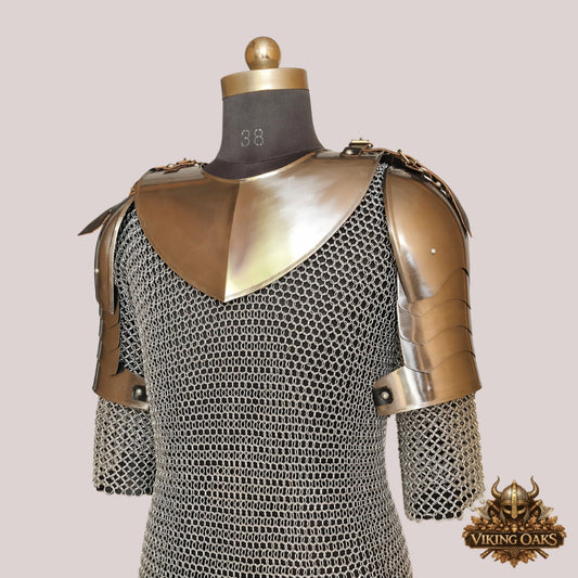 Knight Gorget & Pauldron Set – 18 Gauge Steel Shoulder Armor for LARP & Cosplay