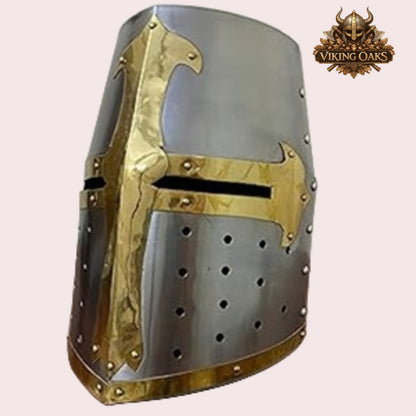 Crusader Helmet Set Silver and Black Medieval Knight Armour