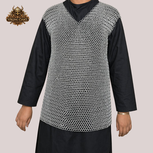 Aluminum Butted Chainmail Haubergeon Vest – 10MM Round Ring 16 Gauge Medieval Armor Gift for Father's Day