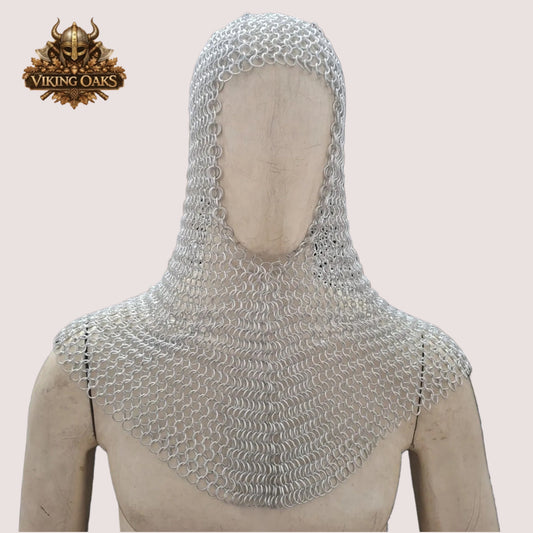 Aluminum Chainmail Coif Ren Faire LARP Viking Costume Halloween Hood