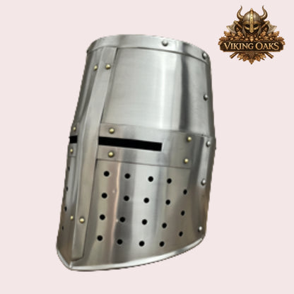 Medieval Crusader Helmet Set Silver Knight Armour Templar Steel Helmets