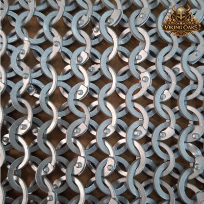 9MM Aluminum Chainmail Hauberk Medieval Costume Armor Flat Ring with Solid Rings