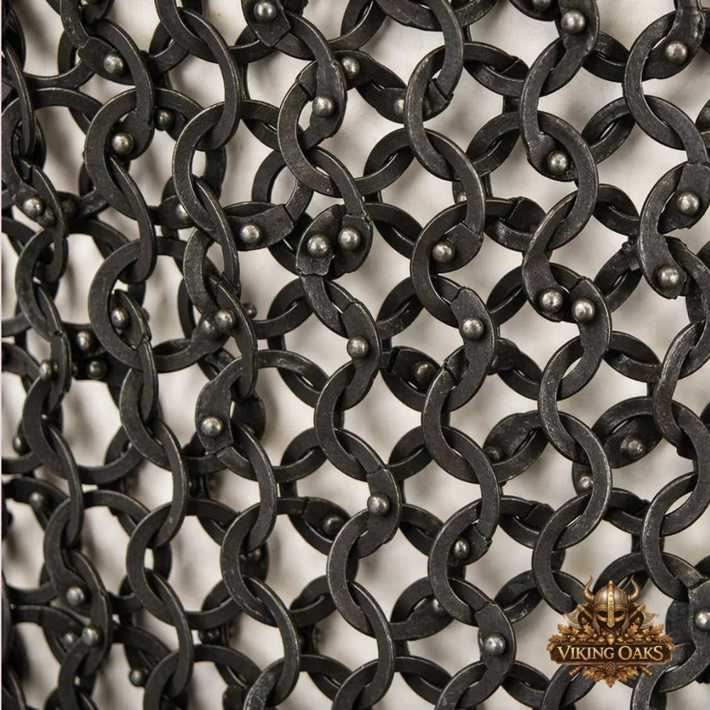 Stainless Steel Chainmail Shirt – 9mm Flat Riveted Half Sleeve Armor Costume