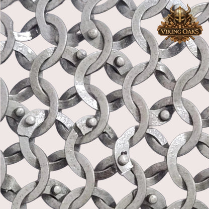 9MM Flat Chainmail Shirt Blackened Steel with Brass Trim Viking Costume for Ren Faire Events