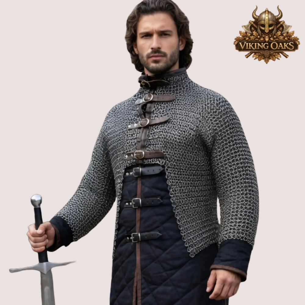 Medieval Chainmail Half Hauberk 9MM Stainless Steel Riveted Shirt