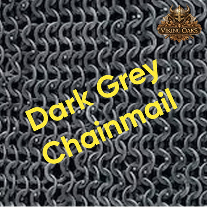Dark Gray Aluminum Chainmail Long Hauberk 9mm Flat Rings Half Sleeve Front Open Easter Armor Costume