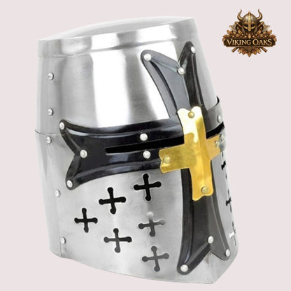 Special Edition Templar Crusader Knight Helmet – Medieval Armor with Display Stand, Gift for Him