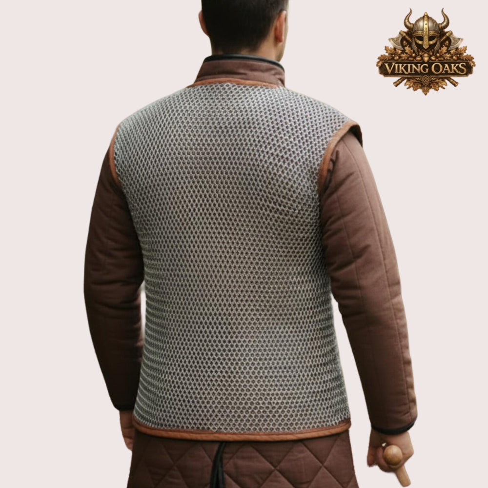 Aluminum Chainmail Haubergeon Sleeveless 10MM 16 Gauge Flat Ring Riveted with Washers Medieval Armor