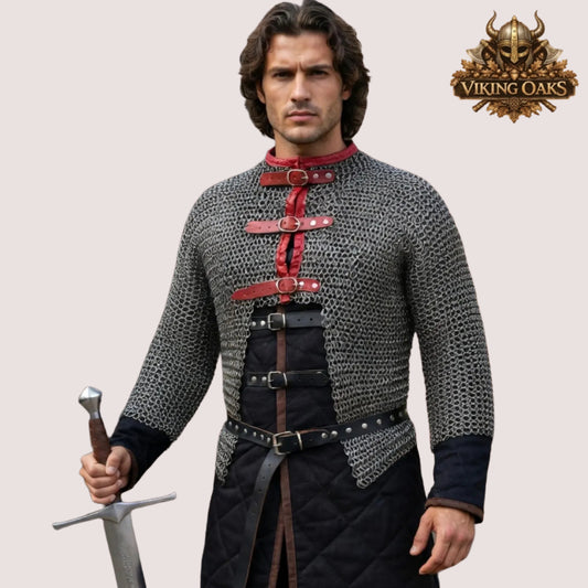 Medieval Chainmail Half Hauberk 9MM Stainless Steel Riveted Shirt