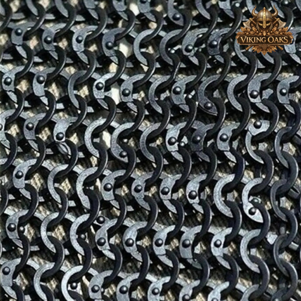 9mm Riveted Flat Ring Chainmail Haubergeon Viking Shirt with Brass Trim for Events