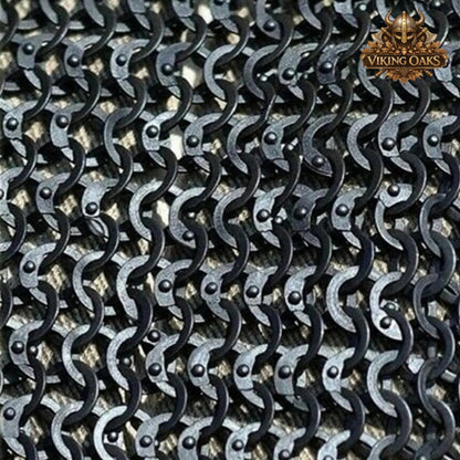 9mm Riveted Flat Ring Chainmail Haubergeon Viking Shirt with Brass Trim for Events