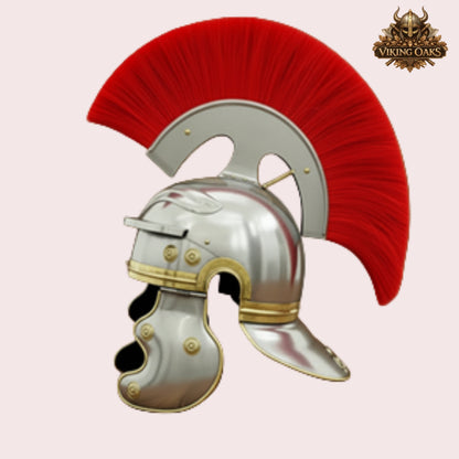 Roman Armor Set Brass Lorica Segmentata with Helmet and Red Crest