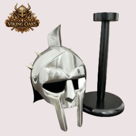 Gladiator Maximus Helmet – Role Play Armor with Display Stand for Home & Office Decor