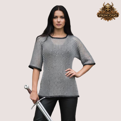9MM Aluminum Chainmail Hauberk Round Ring with Flat Washer Leather Trim