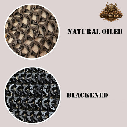 9MM Flat Riveted Chainmail Shirt – Mild Steel Half Sleeve Medieval Maille Armor for Halloween, LARP & Reenactment