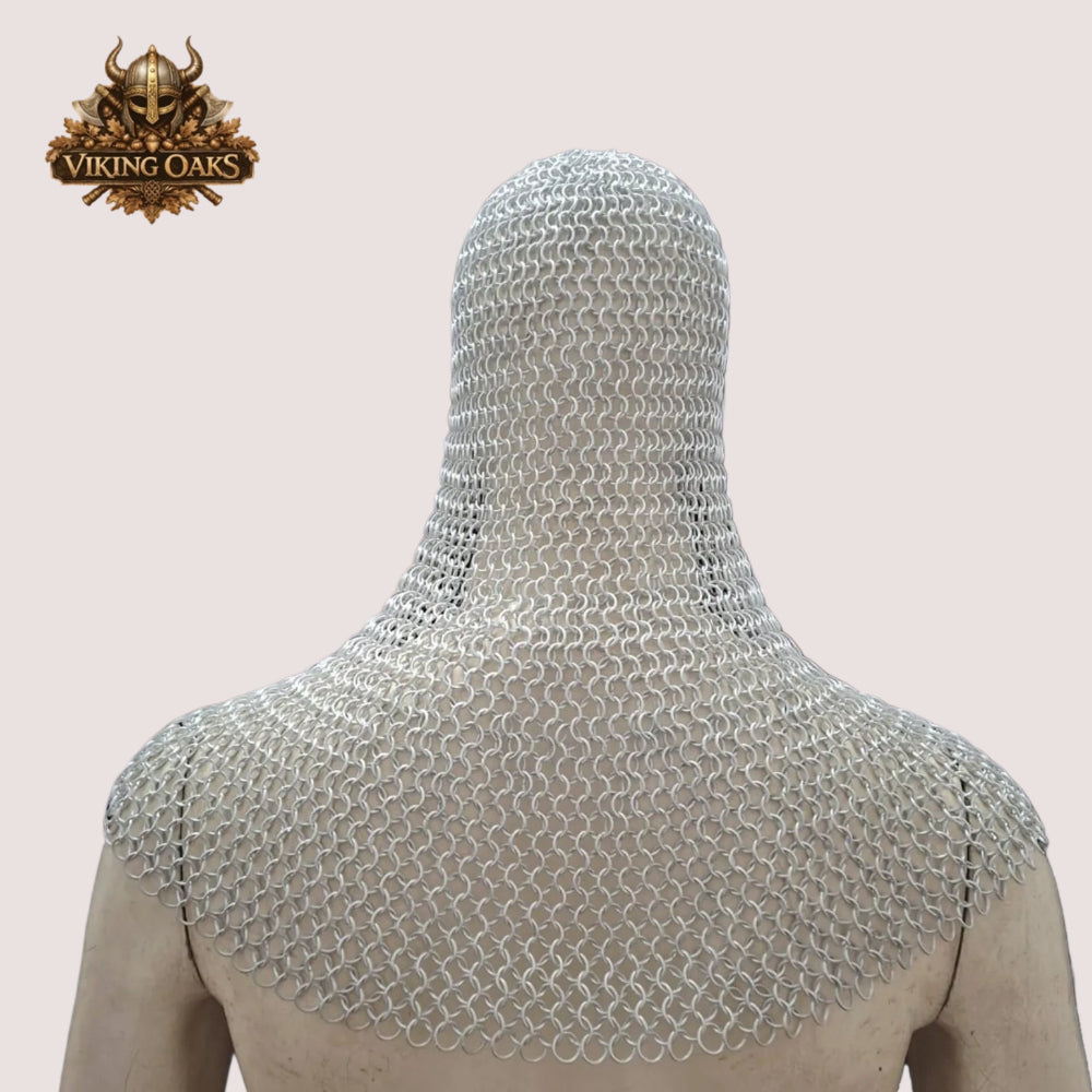 Aluminum Chainmail Coif Ren Faire LARP Viking Costume Halloween Hood