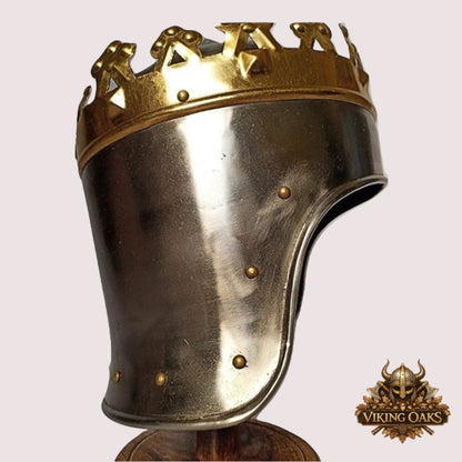 Medieval King Arthur Helmet – Richard Lionheart Crown Replica with  Wooden Display Stand