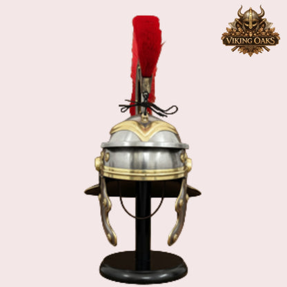 Roman Armor Set Brass Lorica Segmentata with Helmet & Red Crest
