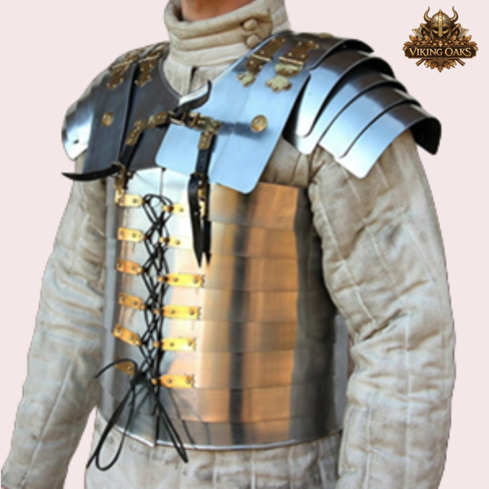 Lorica Segmentata Roman Armor Set with Roman Helmet Red Plume
