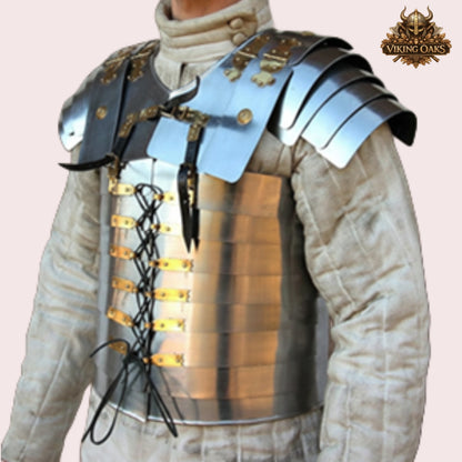 Lorica Segmentata Roman Armor Set with Roman Helmet Red Plume
