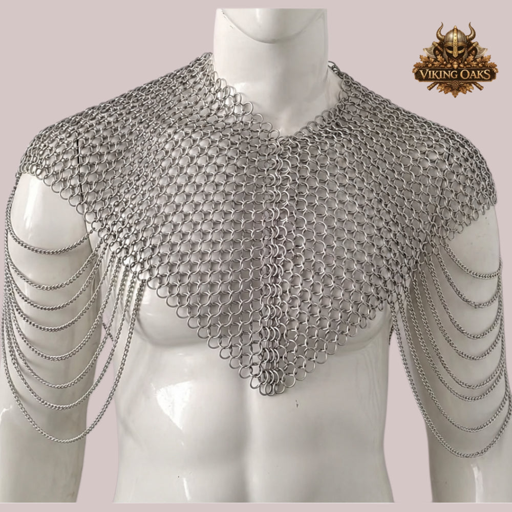 Aluminum Chainmail Collar – Butted Ring Neck Armor – Lightweight Medieval Gorget for Renaissance Faire, LARP & Cosplay
