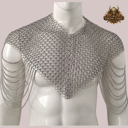 Aluminum Chainmail Collar – Butted Ring Neck Armor – Lightweight Medieval Gorget for Renaissance Faire, LARP & Cosplay