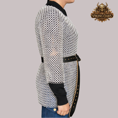 Aluminum Butted Chainmail Hauberk Half Sleeve Round Ring Medieval Shirt for LARP Cosplay Reenactment