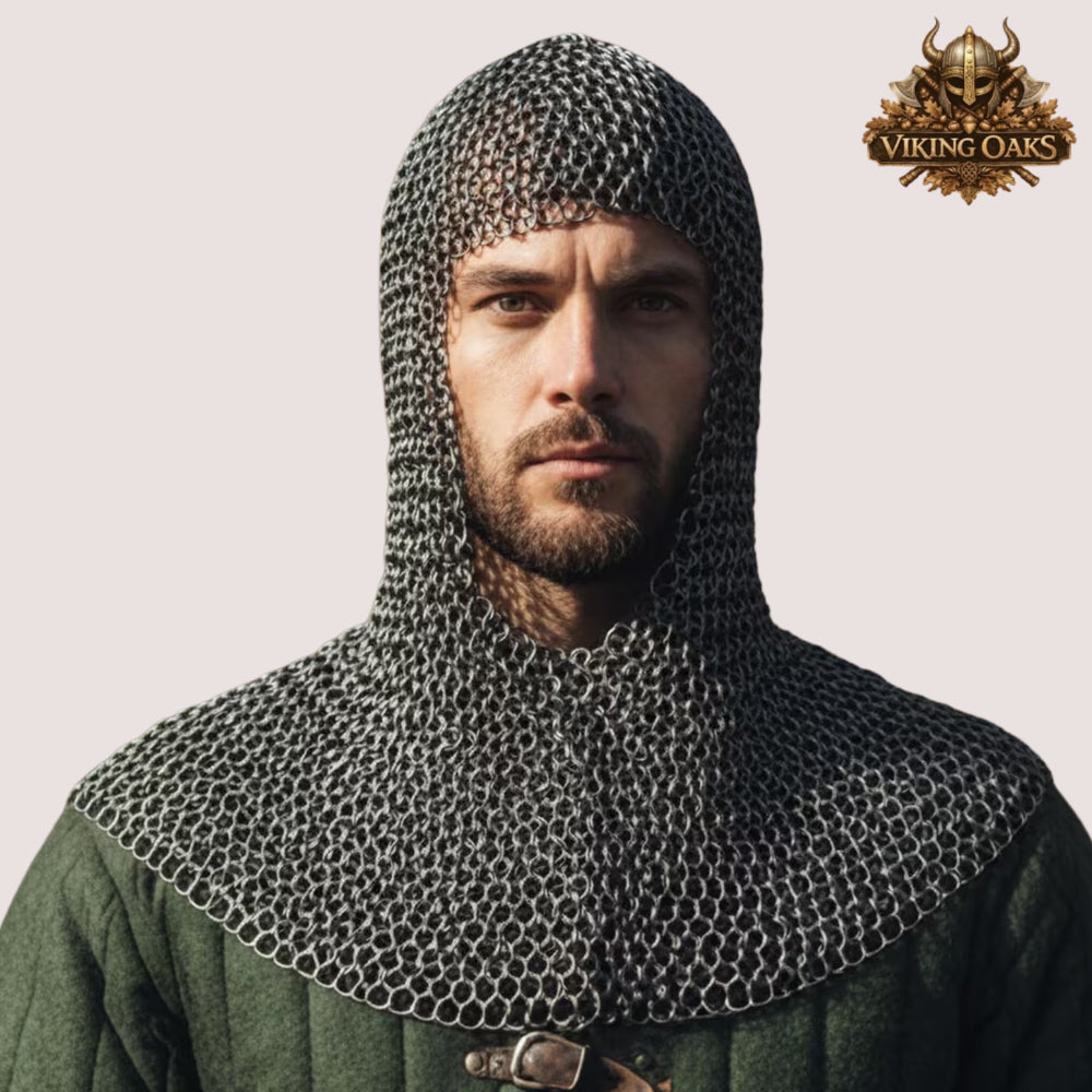 8MM Mild Steel Chainmail Hauberk Round Riveted Armor Shirt Ren Faire Costume