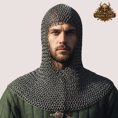 8MM Mild Steel Chainmail Hauberk Round Riveted Armor Shirt Ren Faire Costume