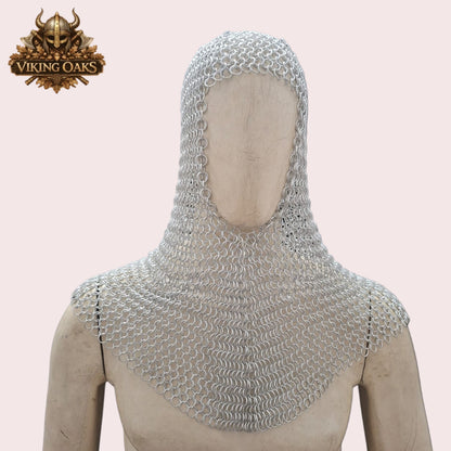 Black Crusader Helmet with Chainmail Coif & Stand Medieval Knight Armour Set