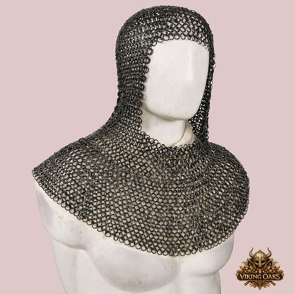 Dark Gray Aluminum Chainmail Shirt, 10mm Flat Ring Medieval Hauberk, Lightweight Armor for LARP, Cosplay & Reenactment