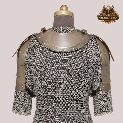 Handcrafted Steel Gorget & Pauldron Set – Knight Armor for LARP, Renaissance Faire & Halloween