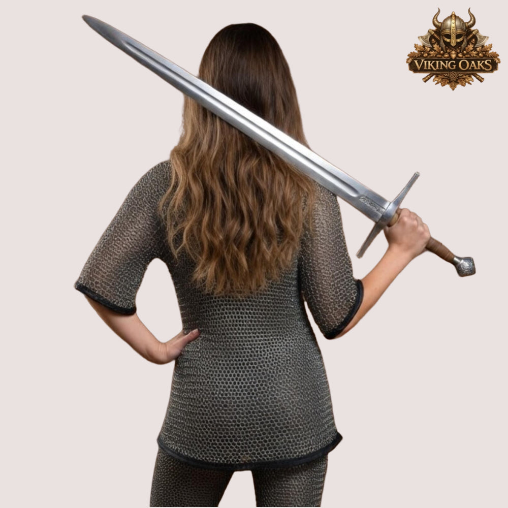 9MM Aluminum Chainmail Hauberk Round Ring with Flat Washer Leather Trim