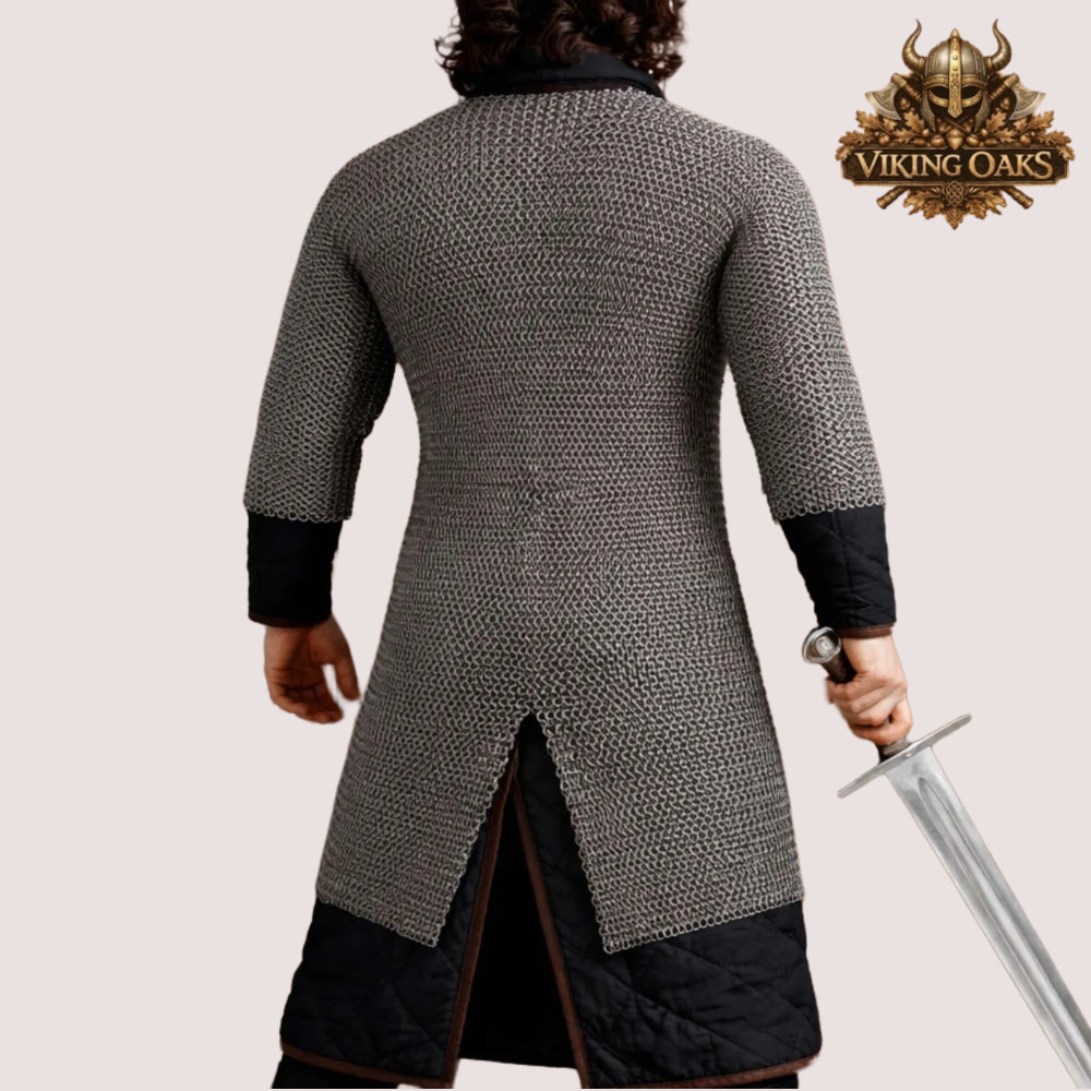 9MM Round Ring Riveted Chainmail Shirt with Solid Rings Medieval Mild Steel Hauberk