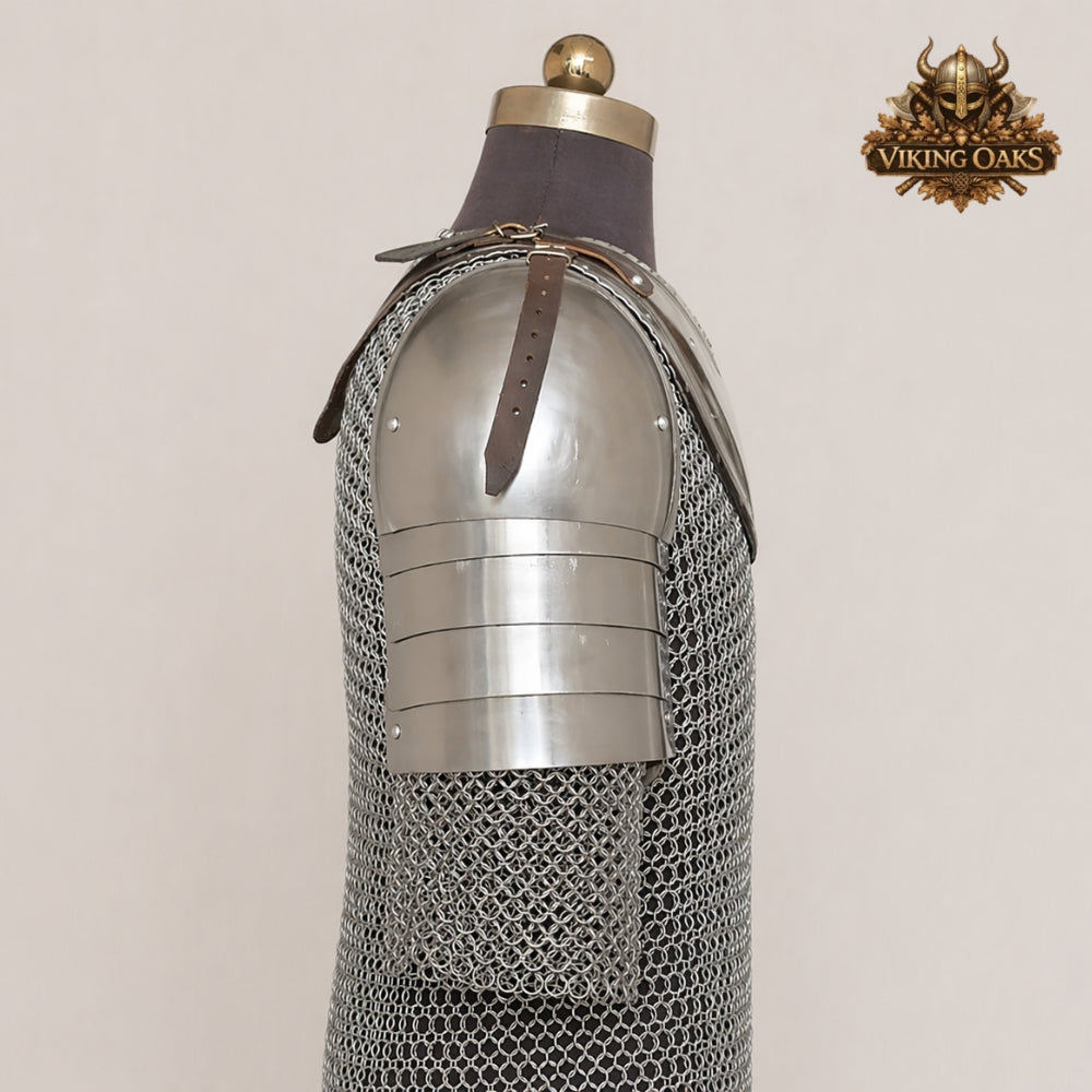 Handcrafted Steel Gorget & Pauldron Set – Knight Armor for LARP, Renaissance Faire & Halloween