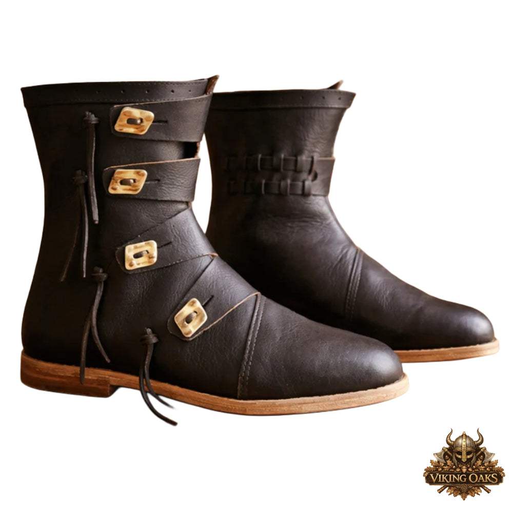 Vintage Style Leather Cosplay Boots - Medieval SCA Reenactment Gear
