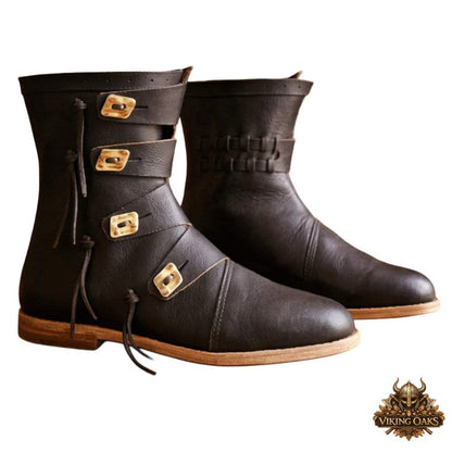 Vintage Style Leather Cosplay Boots - Medieval SCA Reenactment Gear