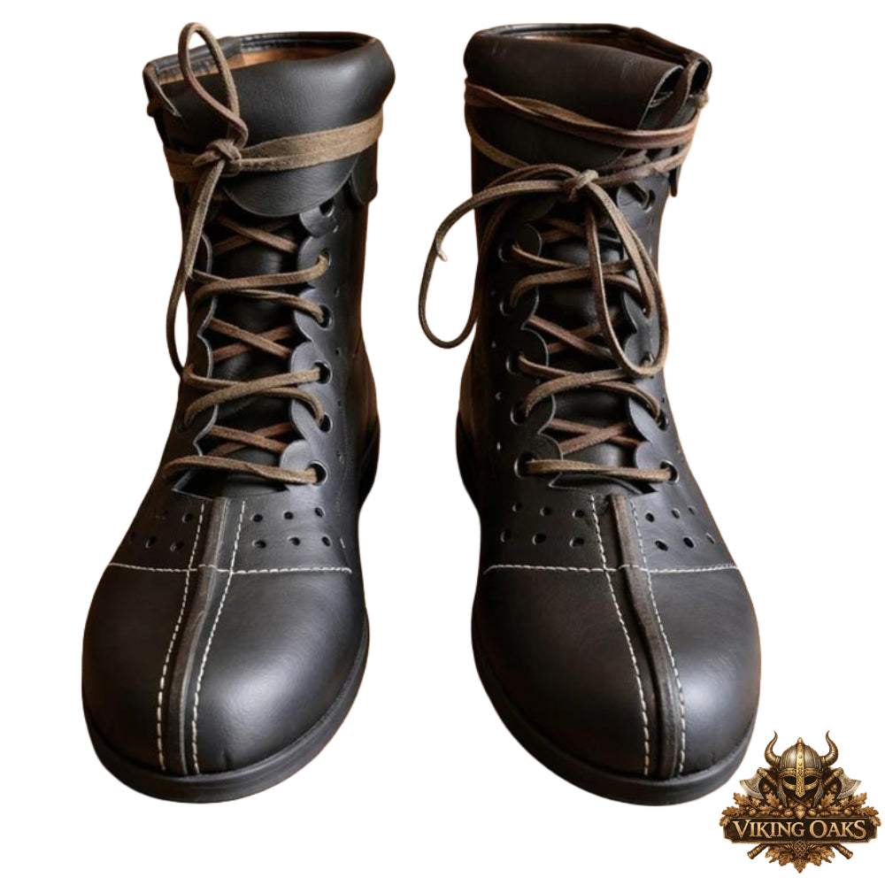 Black Vindolanda Style Leather Shoes for SCA Combat