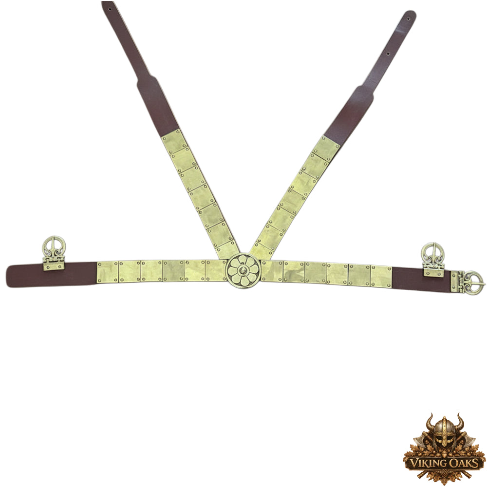 Roman Leather Phalera Belt – Brass Chest Armor for LARP, Reenactment & Cosplay