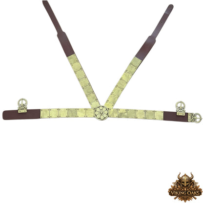 Roman Leather Phalera Belt – Brass Chest Armor for LARP, Reenactment & Cosplay