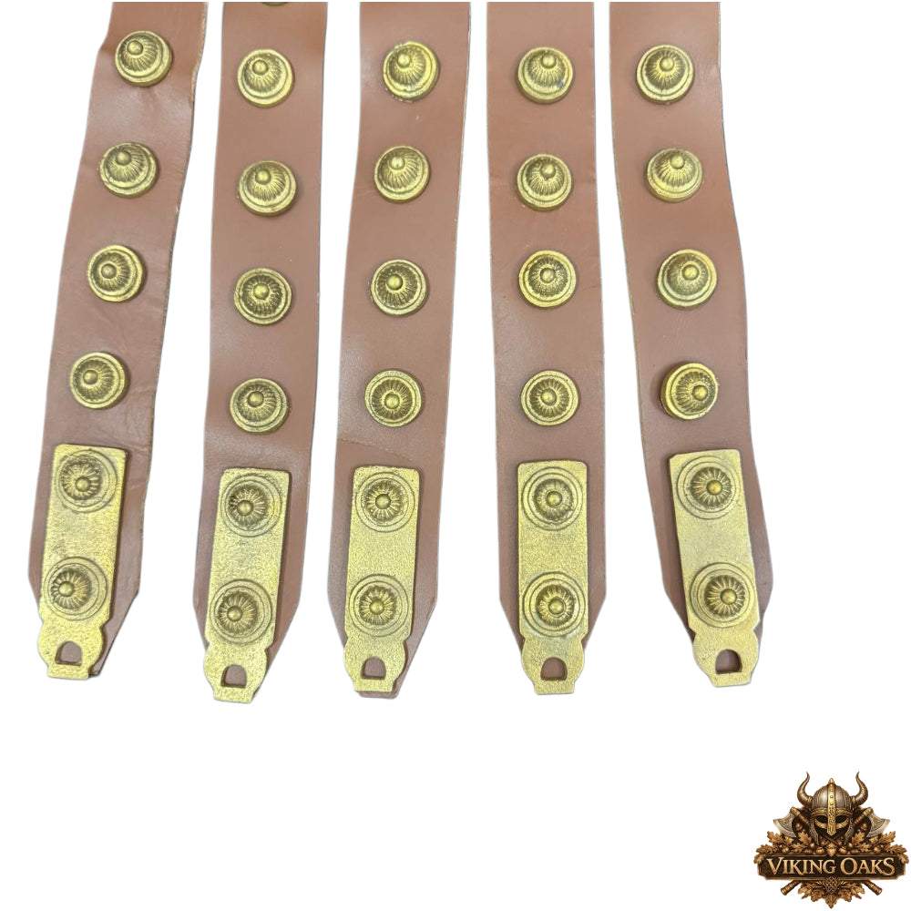 Authentic Roman Cingulum Belt with Hanging Leather Pteruges and Medallions