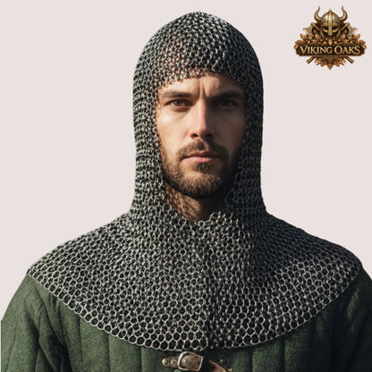9MM Round Ring Riveted Chainmail Shirt with Solid Rings Medieval Mild Steel Hauberk