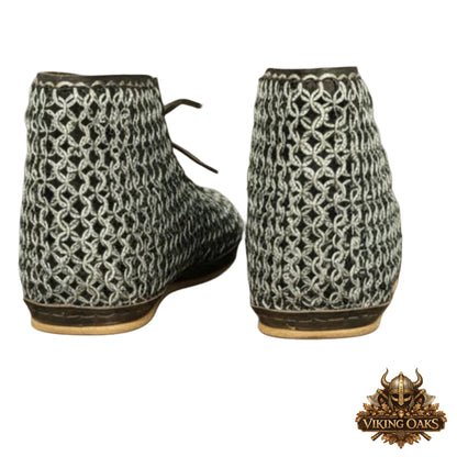 Chainmail Boots – 9mm Flat Ring Riveted Maille Shoes for LARP, Ren Faire & Warrior Costumes