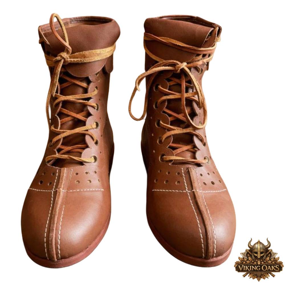 Brown Roman Leather Boots for Historical Reenactment and LARP