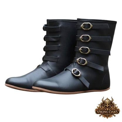 Durable Black Genuine Leather Boots for Outdoor LARP Events