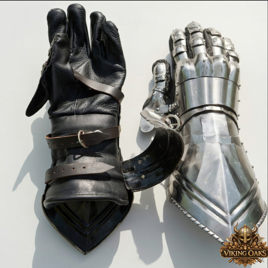 Medieval Knight Gauntlets Steel Armor Gloves Pair Hand Protection Gear