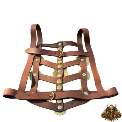 Roman Phalera Belt – Brass & Leather Military Armor for Reenactment, LARP & Cosplay