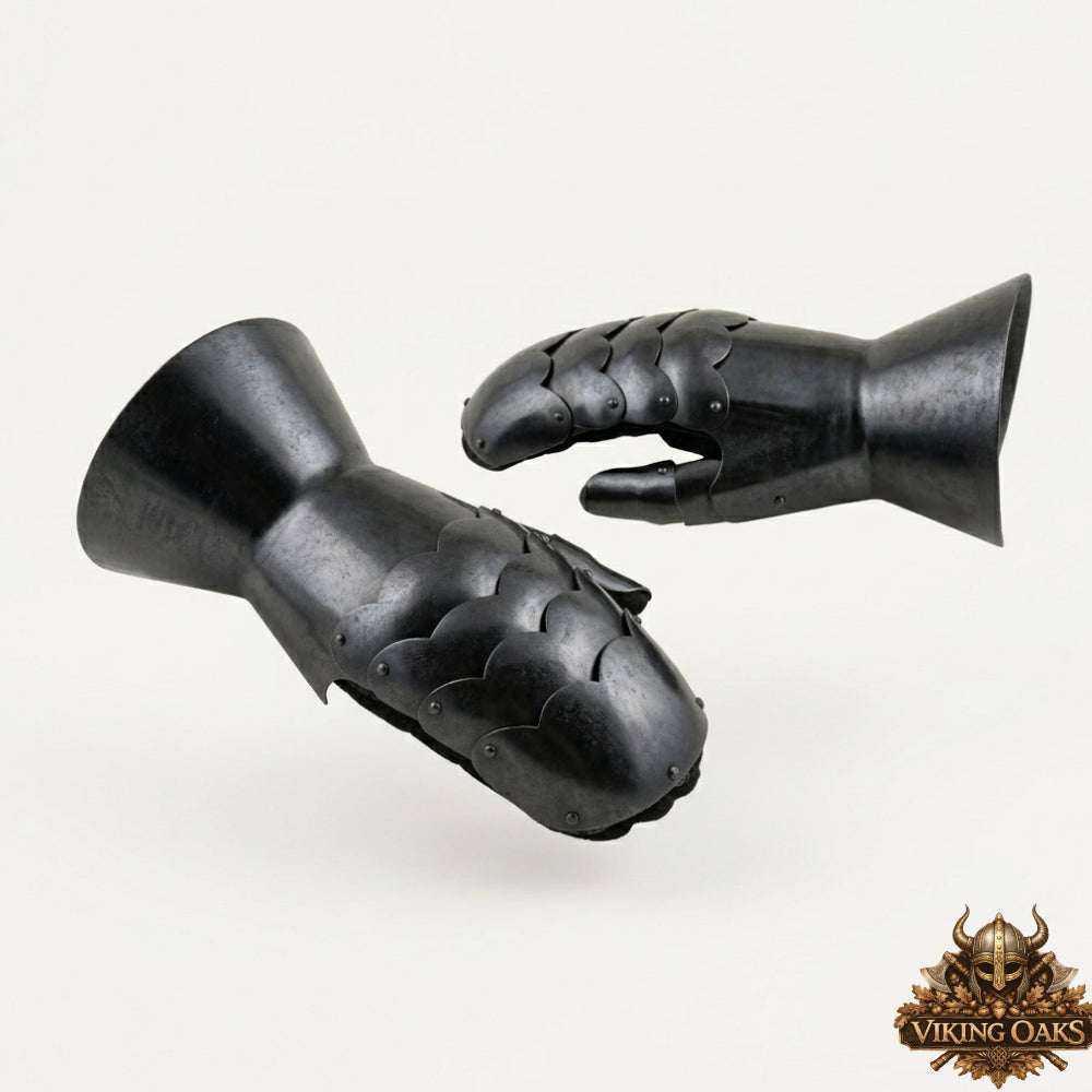 Wearable 16-gauge steel hand protection for knight costumes