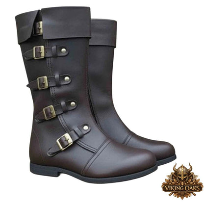High-quality brown Renaissance fair boots designed for comfort during long cosplay events.