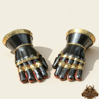 Handcrafted 16-Gauge Mild Steel Gauntlets for Reenactment